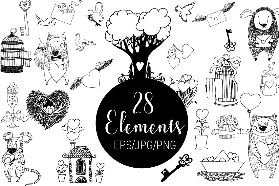 情人节水彩插画素材[EPS,JPG,PNG]插图(1)