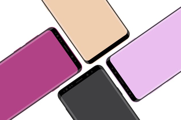 三星智能手机S9+样机模板 Samsung Galaxy S9 Plus vector mockup插图(1)