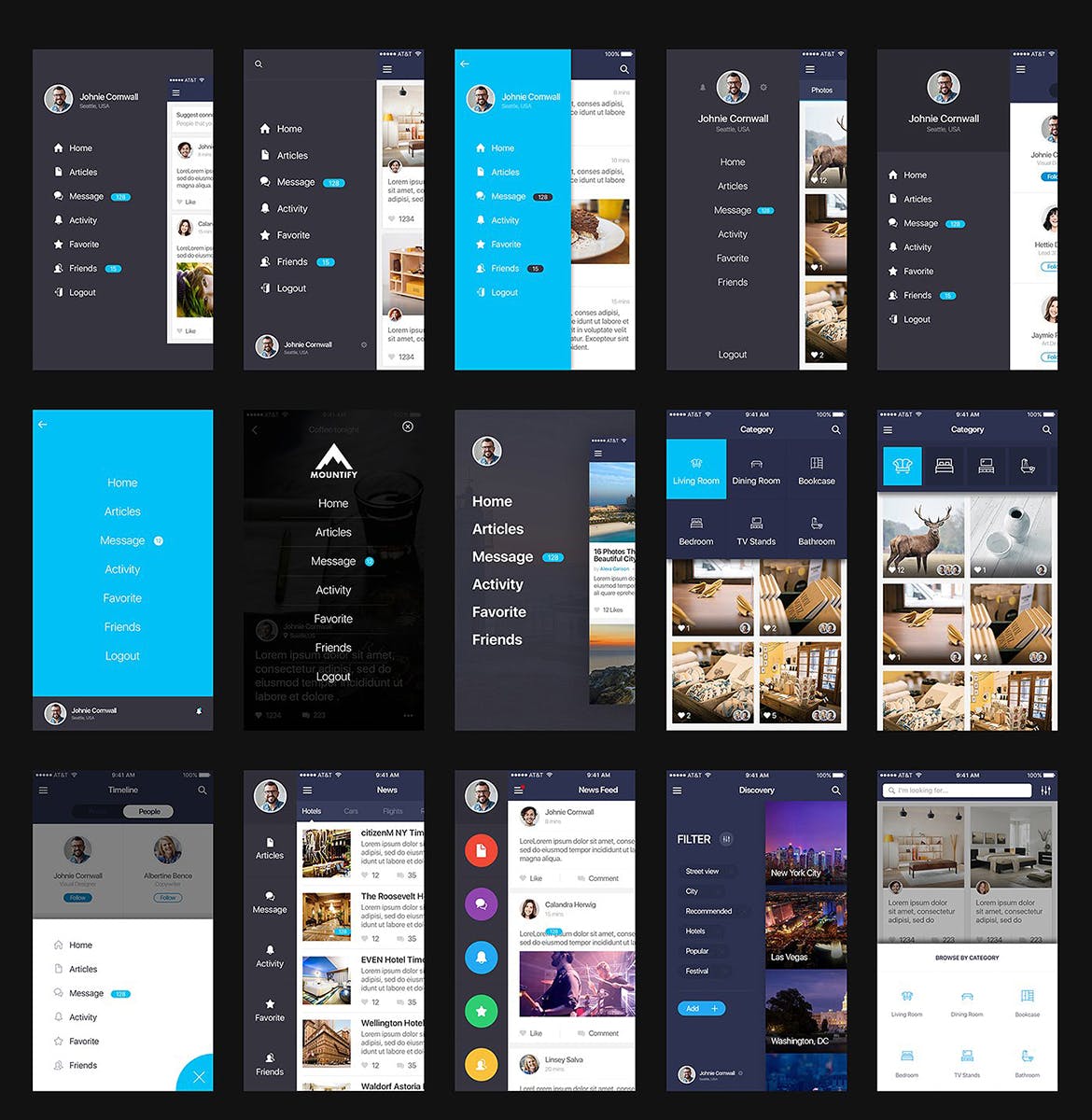 多用途综合性APP界面设计UI套件for SKETCH Mountify Mobile UI Kit for SKETCH插图(5)