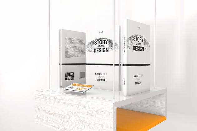 精装图书展柜样机模板 Hardcover Book With Price Tag Mockups插图(5)
