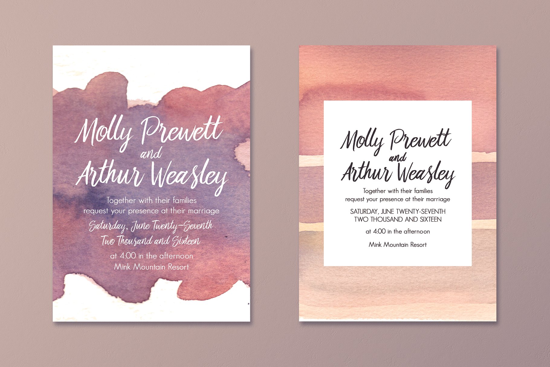 梦幻水彩婚礼邀请函模板合集 The Dreamy Watercolour Collection插图(6)