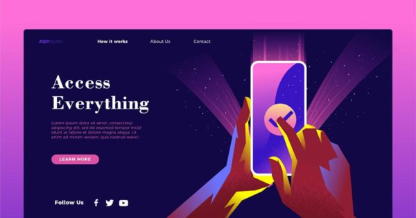 Web访问浏览概念插画网站Banner＆着陆页设计模板 Access Everything – Banner &amp; Landing Page