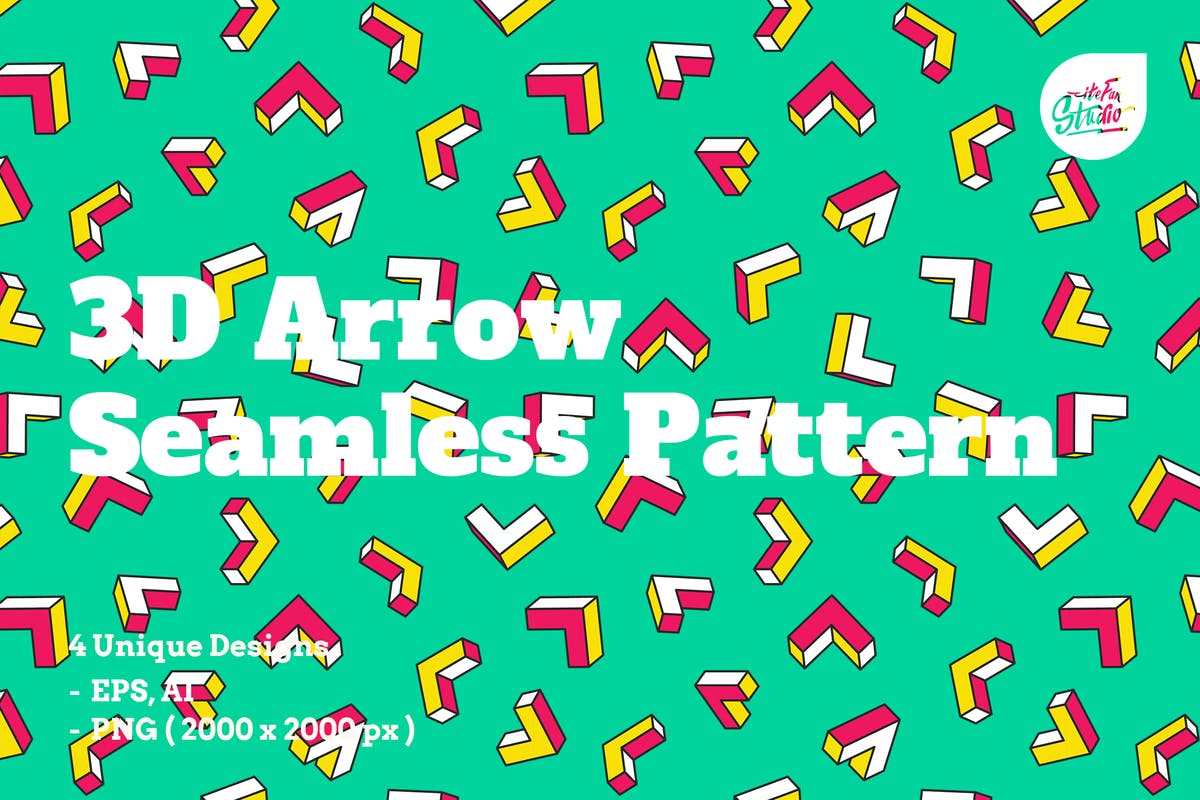 3D立体箭头图形无缝背景素材 3D Arrow Seamless Patterns插图