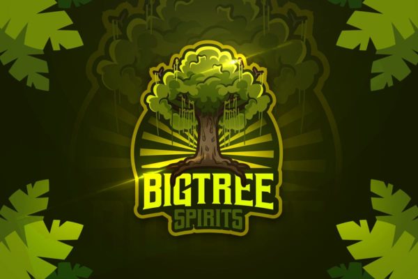 绿色大树电子竞技吉祥物队徽Logo标志设计模板 Bigtree Spirits – Mascot &amp; Esport Logo