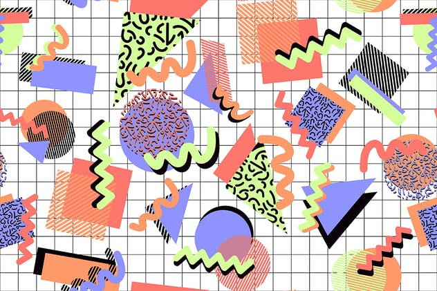 无缝复古时尚多彩印花图案 Seamless Retro Shapes Patterns插图(9)