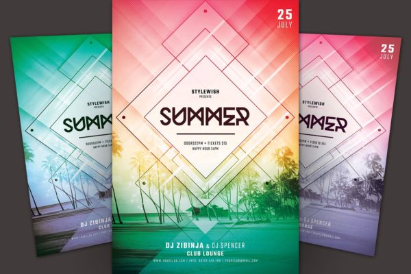 热带激情海边旅行传单模板 Summer Flyer