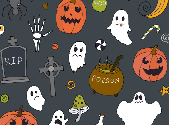 万圣节主题元素矢量图案素材v2 Halloween Vector Elements &amp; Patterns – Part II