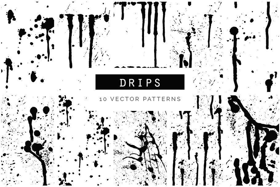 墨水图案无缝矢量纹理 Ink Vector Seamless Patterns插图(4)