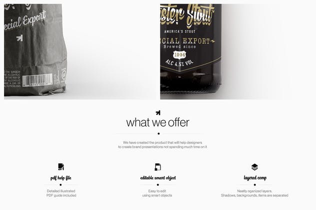 黑色啤酒瓶样机模板 Steinie Beer Black Bottle Mockup插图(1)