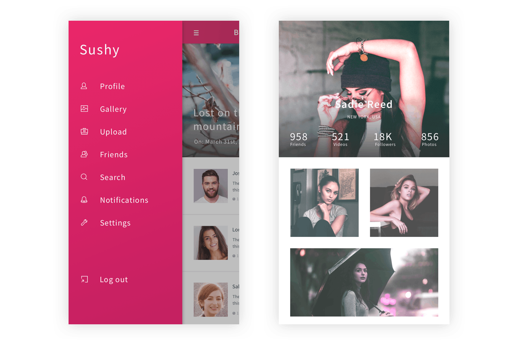 社交媒体&社交分享主题APP应用SKETCH设计套件 Sushy – Social Media Ui Kit for Sketch App插图(2)