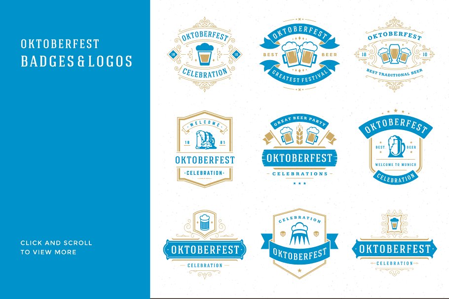 啤酒节主题Logo徽标模板/设计元素 Oktoberfest big bundle插图(3)