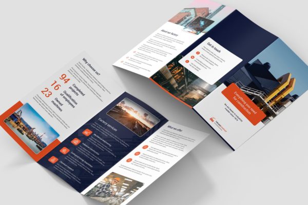 大型生产企业工厂简介三折页宣传单设计模板[竖版设计] Brochure – Factory Tri-Fold