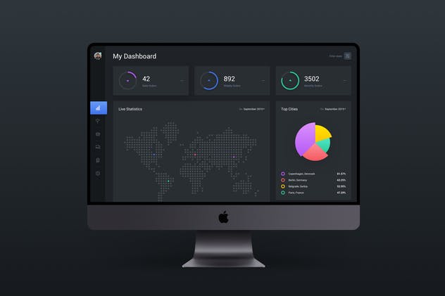 网站运营数据统计分析后台UI界面设计模板 Web Dashboard & Statistics UI Kit App Template 7插图(2)