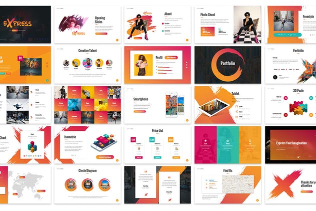 商业演示创意PowerPoint幻灯片模板 Express – Freestyle Powerpoint Template插图(1)