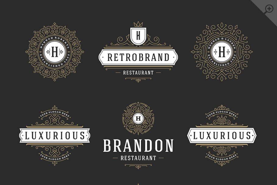 250个复古装饰风格Logo模板 250 ornaments logos & monograms插图(14)