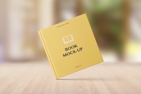 精装硬封面方形书展示样机模板 Hard Cover Square Book Mockup – Set 2