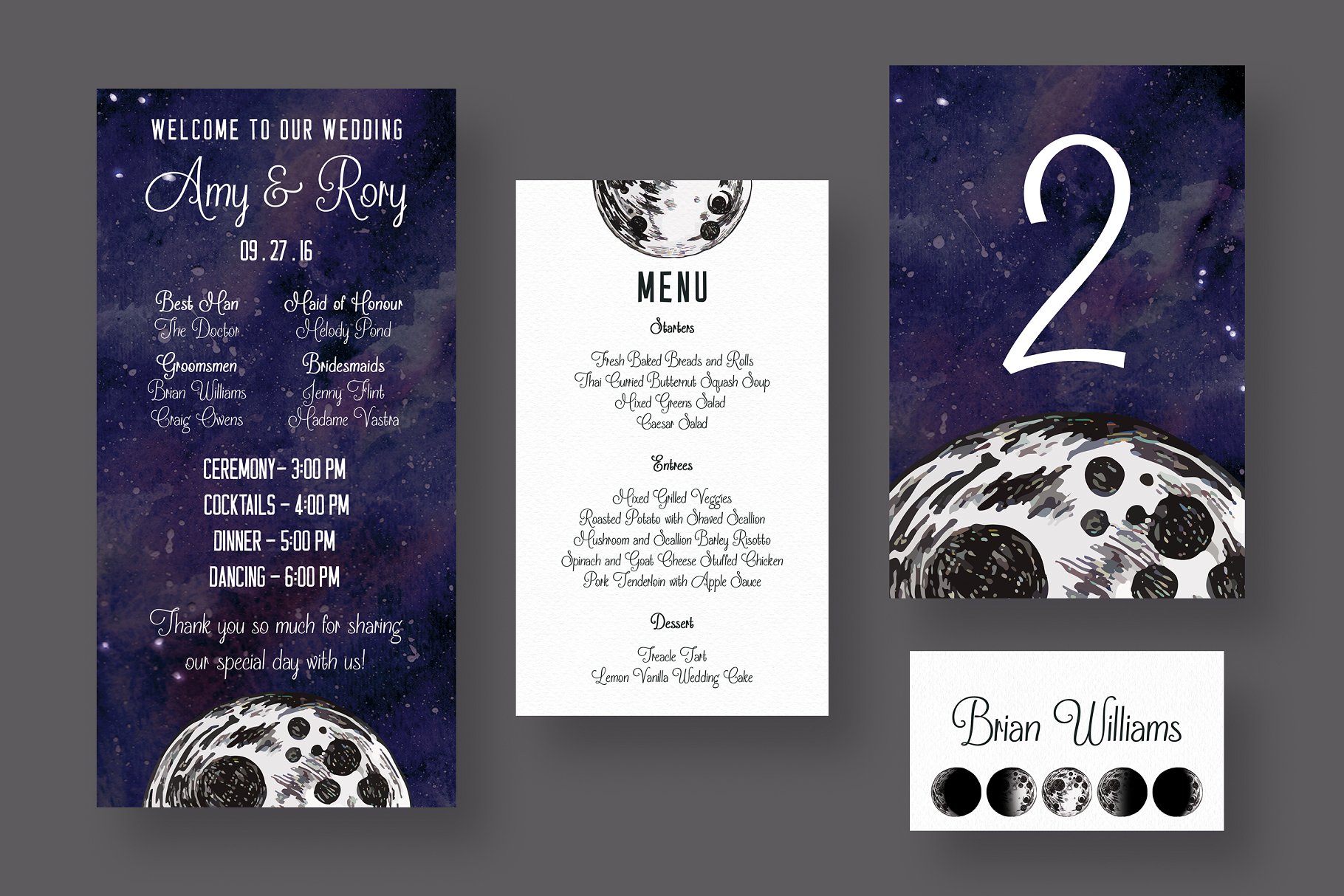 月亮星空背景婚礼设计物料模板 To the Moon and Back Wedding Suite插图(2)