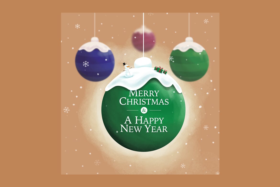 创意圣诞装饰球设计PSD分层模板 Christmas Ball插图(3)