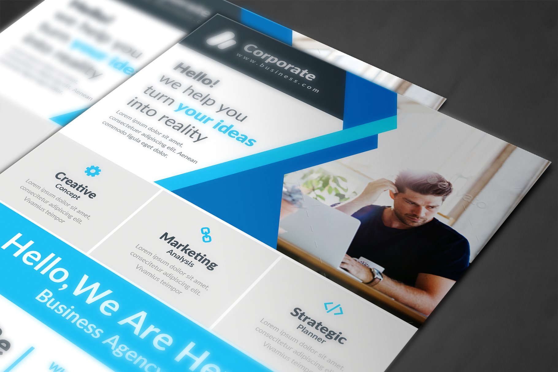 简洁专业的企业商务合作宣传单模板 Corporate Flyer插图(3)