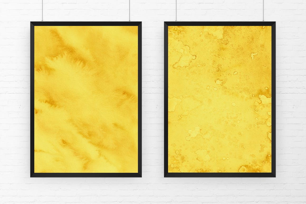 黄色水彩肌理仿纸张纹理背景素材 Watercolor Backgrounds插图(5)