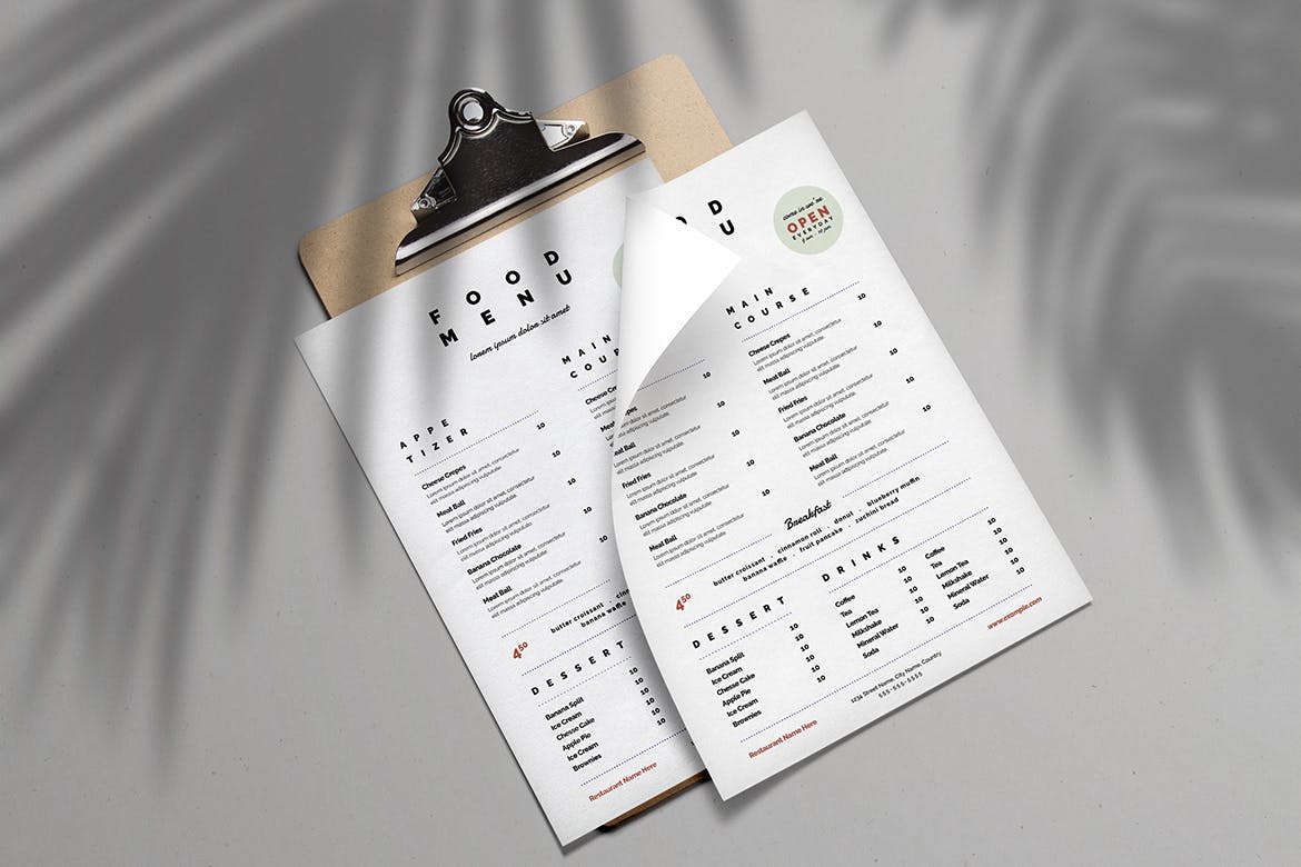 超简约冷饮奶茶店适用的菜单设计模板 Clean & Simple Food Menu插图(1)