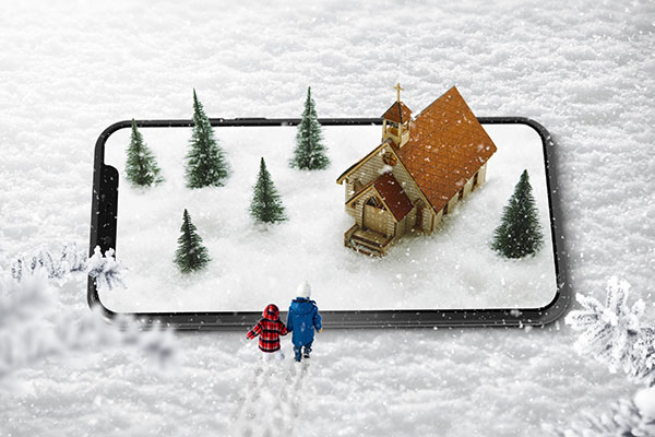 微型视觉冬季雪地场景psd素材