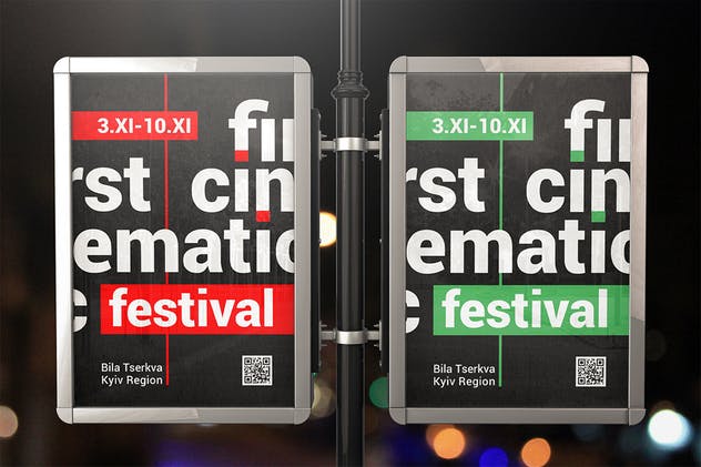 城市灯柱海报广告牌样机 Lamp Post Advertising Mockup插图(4)