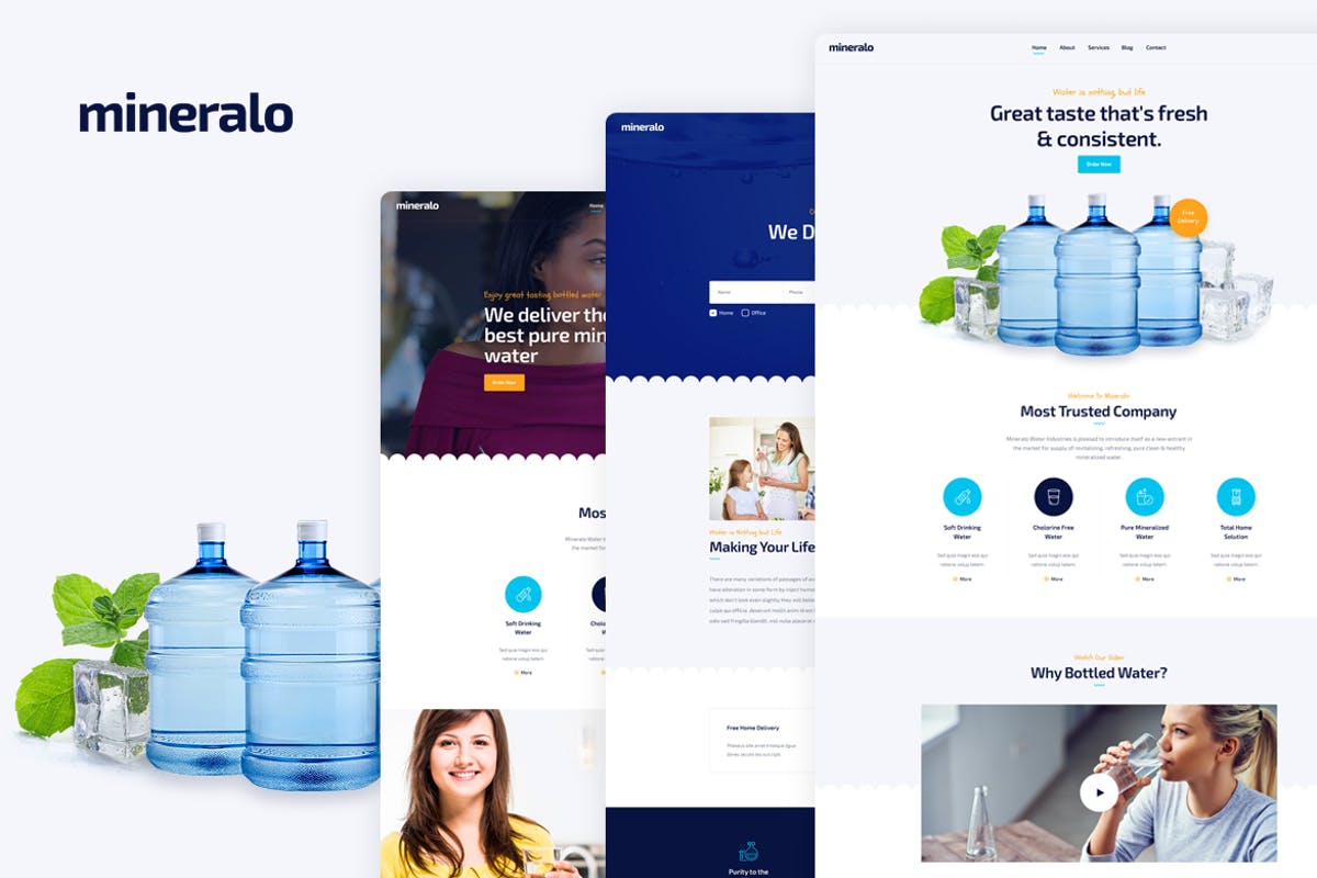 桶装水配送业务网站设计PSD模板 Mineralo – Bottled Water Delivery Service PSD插图