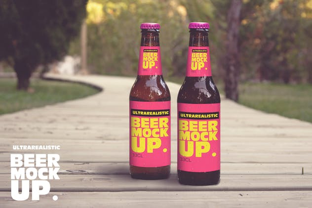 啤酒瓶外观印刷图案样机模板 Formentera Lounge Club Entry插图(1)