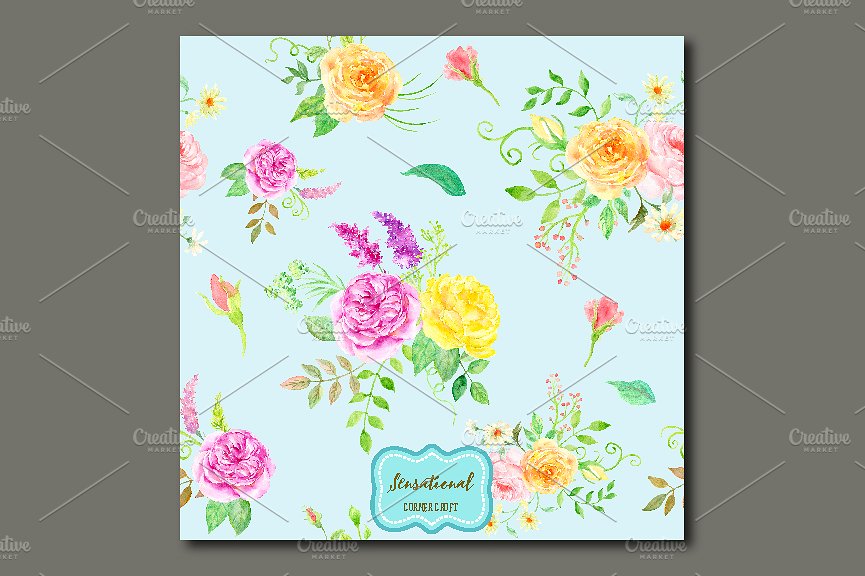 优雅的花饰图案纹理 Watercolor Pattern Sensational插图(3)