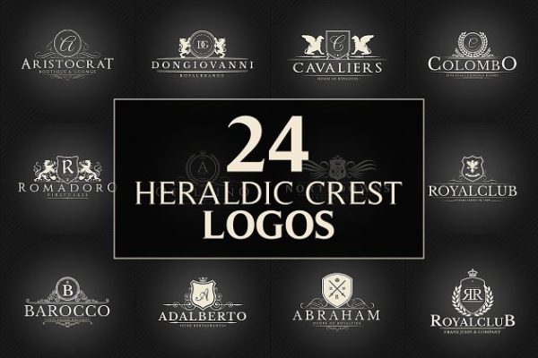 24款复古风格文字图形Logo设计模板 24 Crest Logos Bundle Vol.2