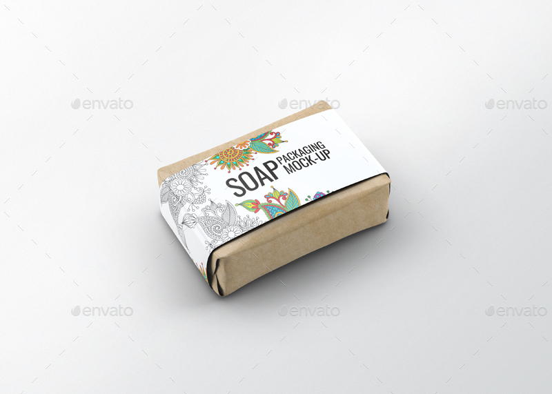 香皂肥皂包装贴纸展示样机 Soap Bar Paper Sleeve Mock-Up插图(1)