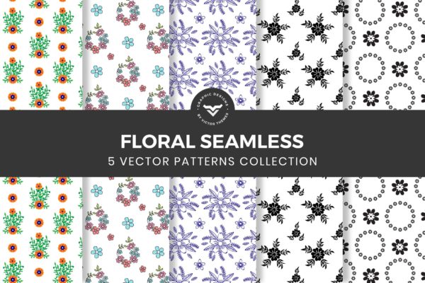 花卉无缝手绘图案纹理纹样背景素材 Floral Seamless Pattern
