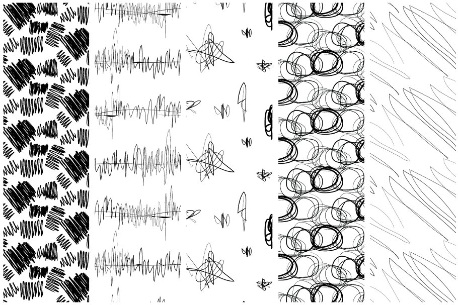 划线和刮痕无缝图案背景素材 Scribbles & Scratches Set插图(2)