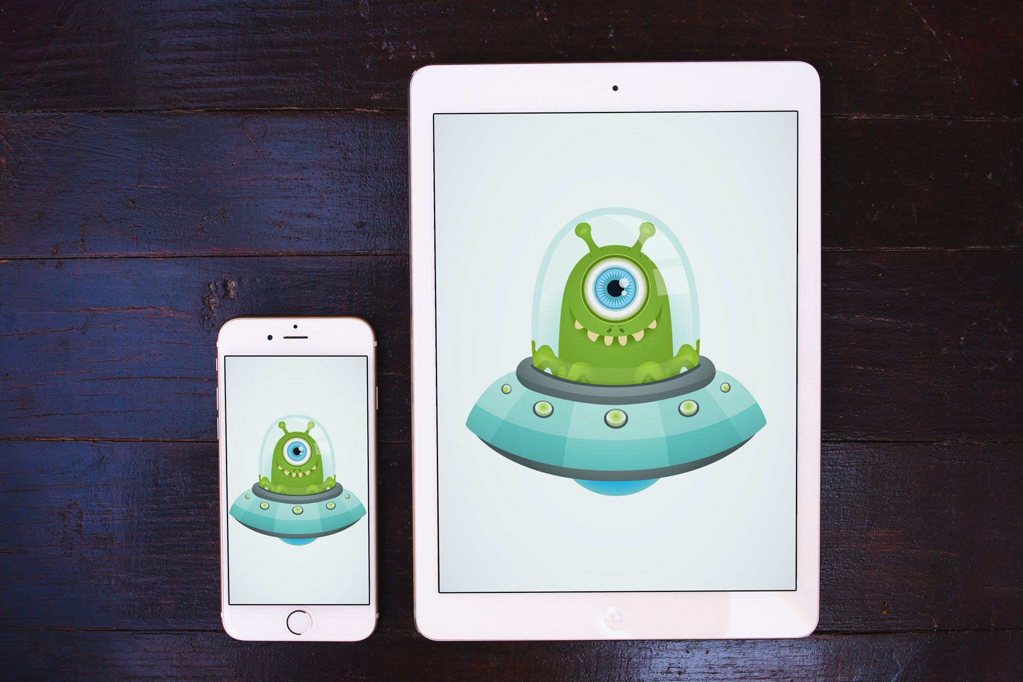 木制背景平板电脑&手机素材库精选样机模板v2 4 Tablet & Phone Mockup on Wooden Background Vol.2插图(4)