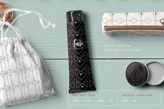 规则对称虚线矢量图案素材 Dotted Vector Patterns & Tiles插图(1)