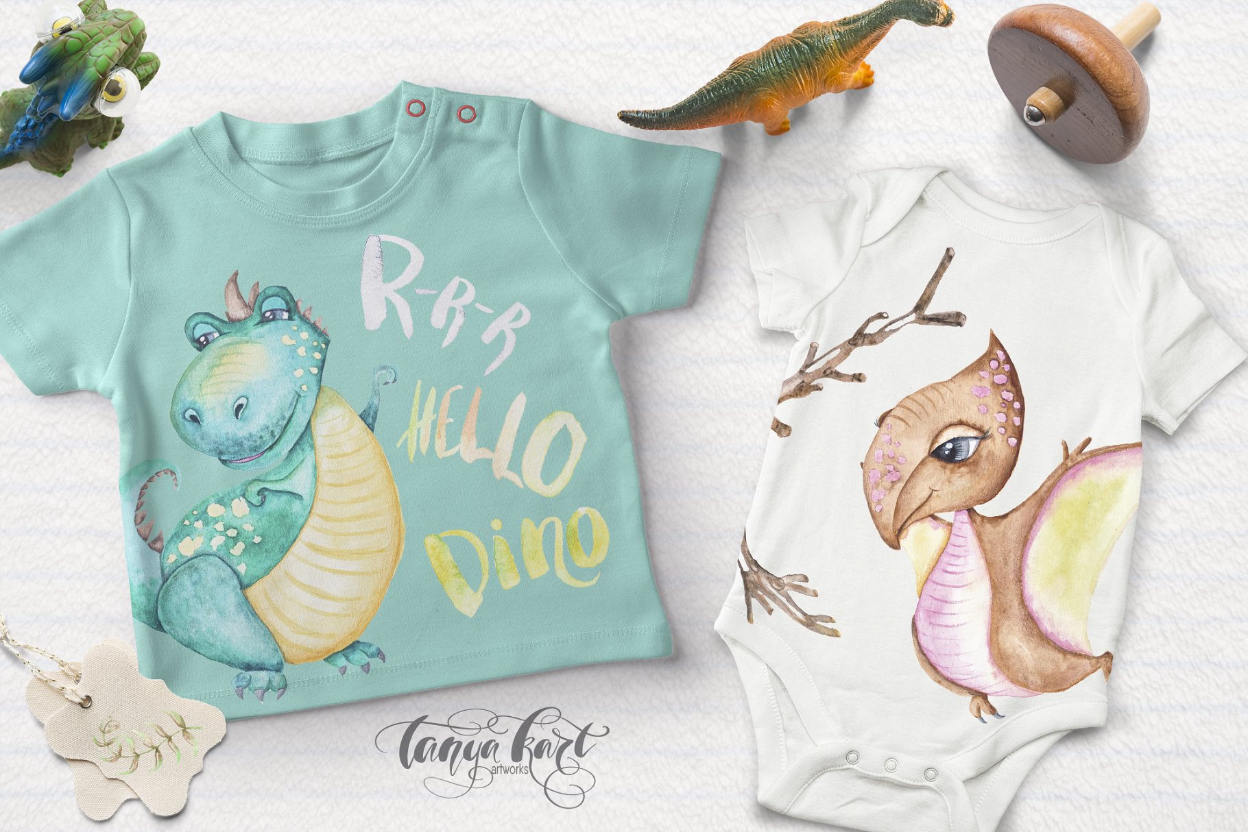 手绘水彩恐龙剪贴画 Dinosaurs Hand-painted Watercolor插图(5)