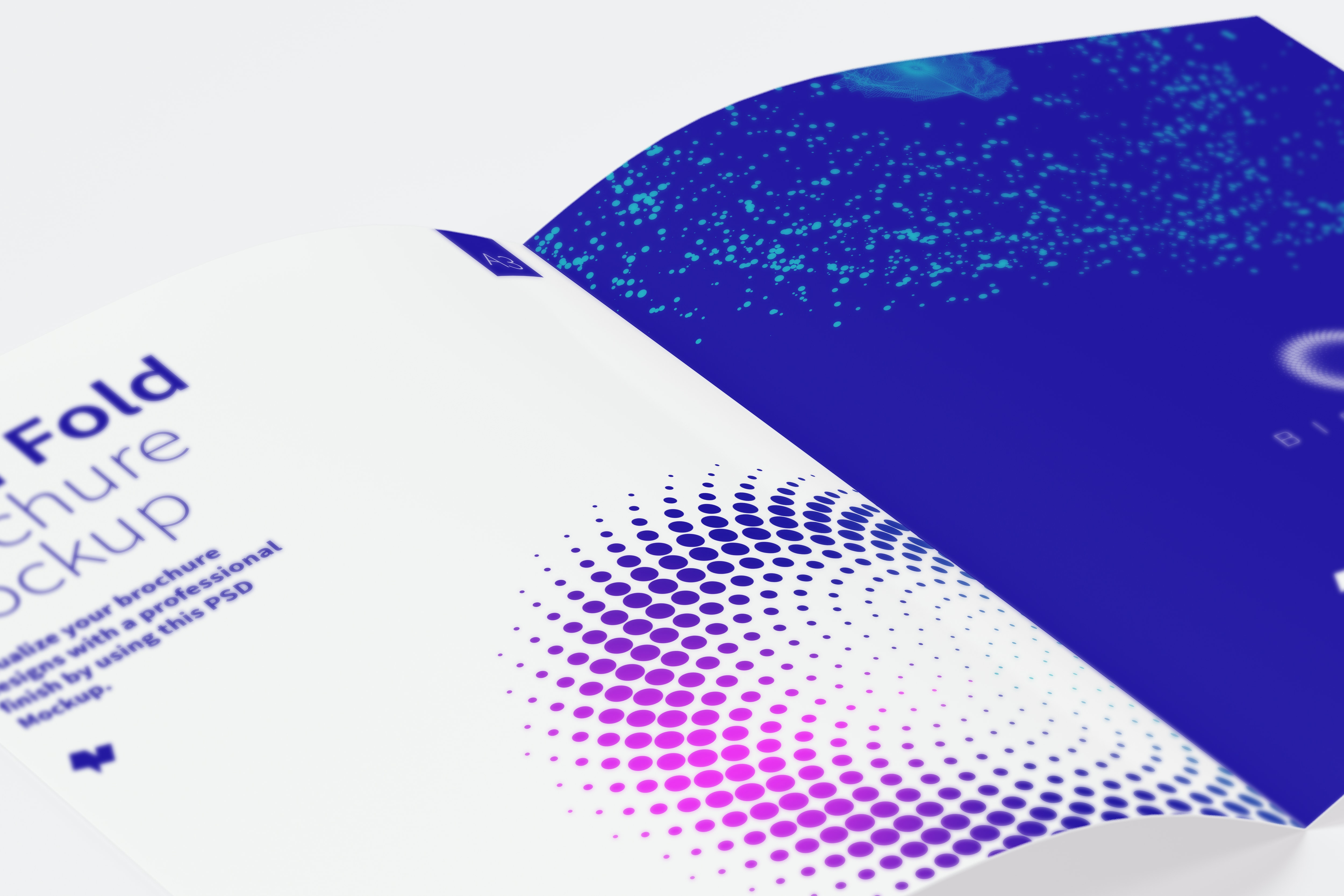 A3双折页设计企业宣传册/传单设计效果图预览样机04 A3 Bi Fold Brochure Mockup 04插图(2)