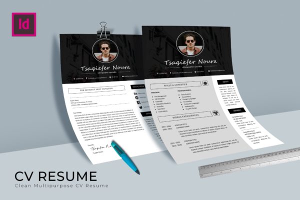视频剪辑师介绍信&amp;素材库精选简历模板 Freebie CV Resume