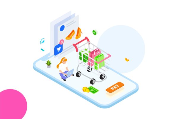 在线支付金融业务场景等距概念插画v2 Online Payment by Finance Isometric – FV