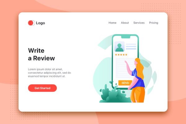 网购评价矢量素材库精选概念插画设计素材 Write a review Illustration concept