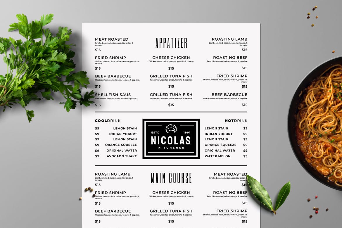 简约风西式餐厅素材库精选菜单模板v16 SGM – Food Menu. 16插图