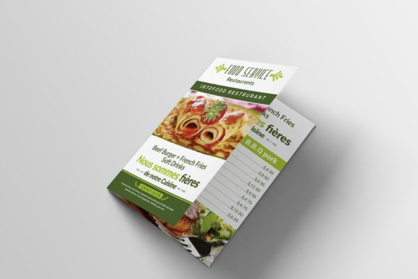 双折页西式快餐餐厅食品菜单模板 Bi-fold Restaurant Food Menu