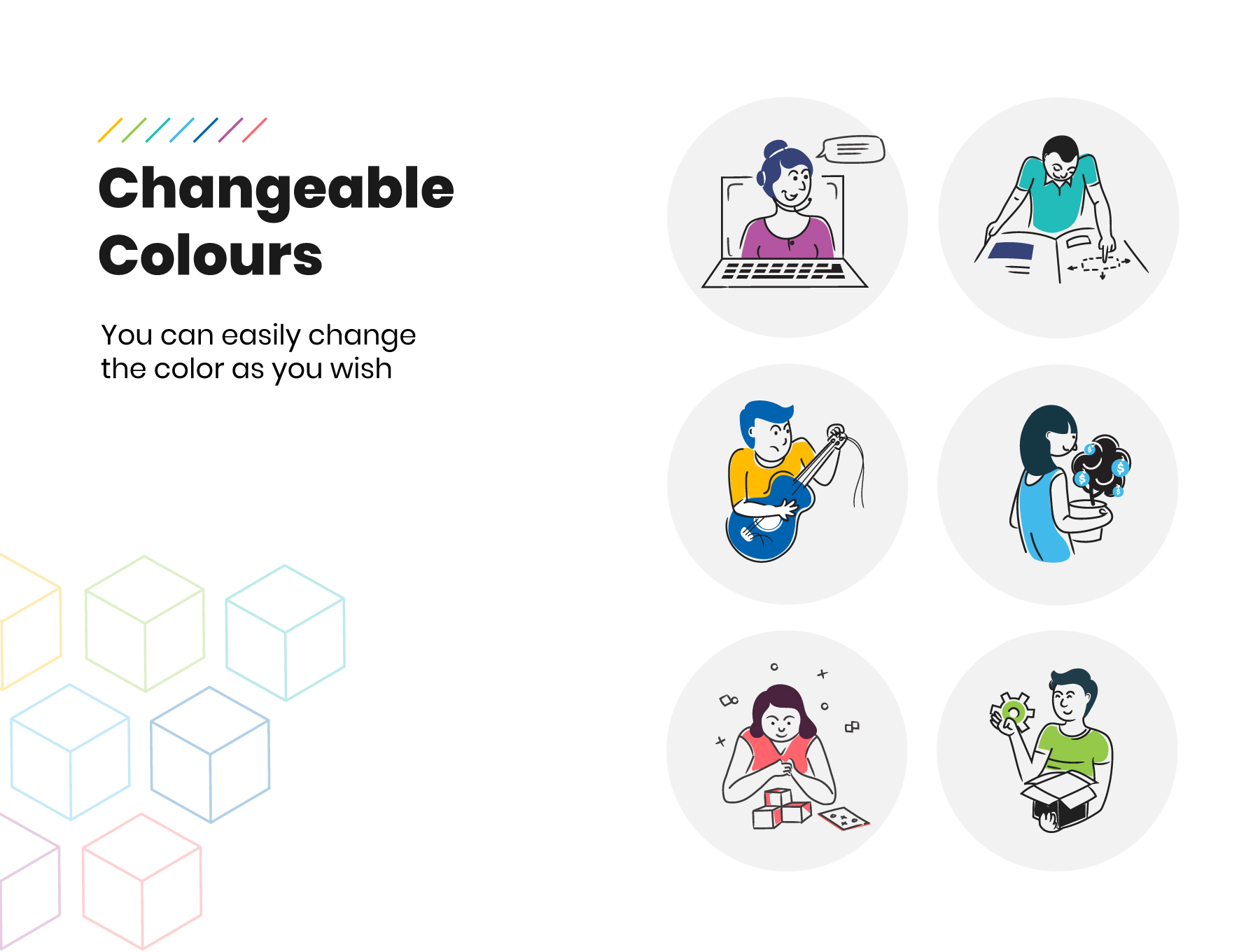 素材库下午茶：适用于网站设计的卡通人物矢量插画素材插图(2)