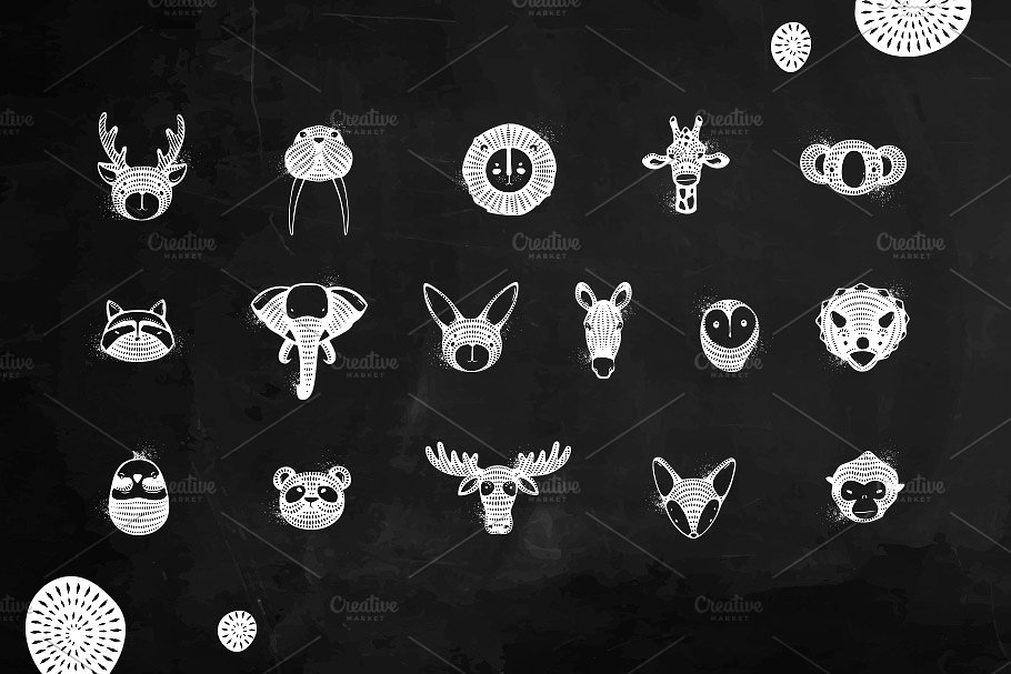 动物工艺装饰图案插画 Graphic Animals插图(6)