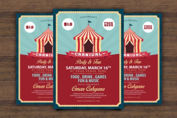 国际马戏团嘉年华活动海报模板 Carnival Flyer