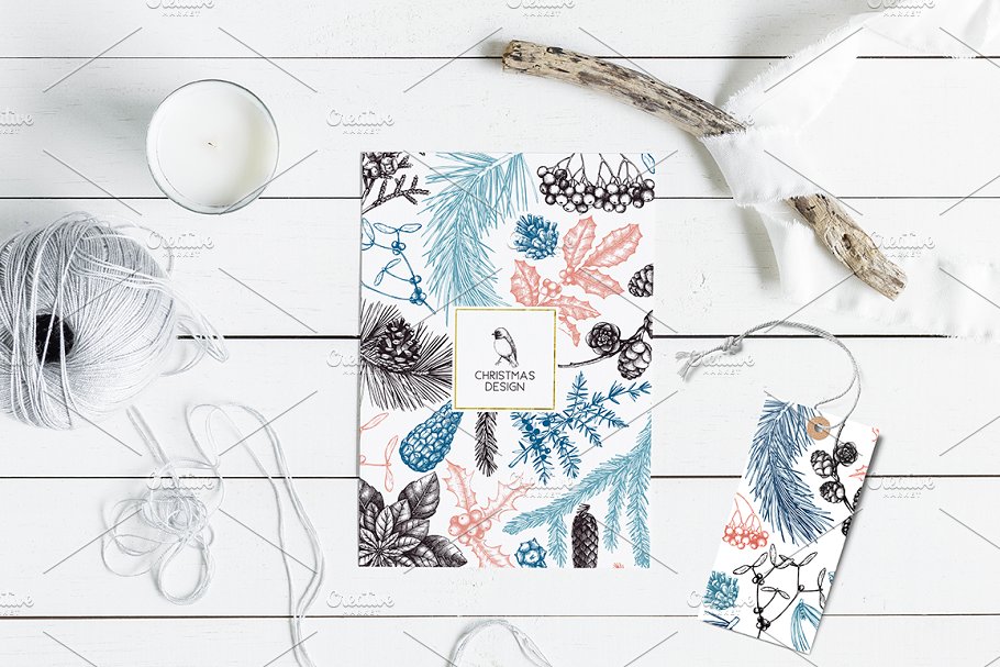 手绘冬天森林元素 Winter Forest Hand Drawn Elements插图(7)