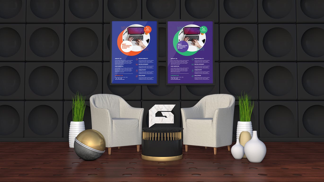 广告代理商介绍宣传单设计模板 Two Studio – Creative Design Agency Flyers插图(1)