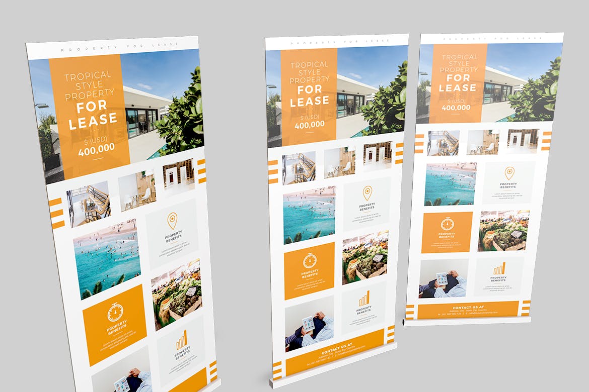 易拉宝Banner平面广告设计模板 Roll Banner Properties插图(3)