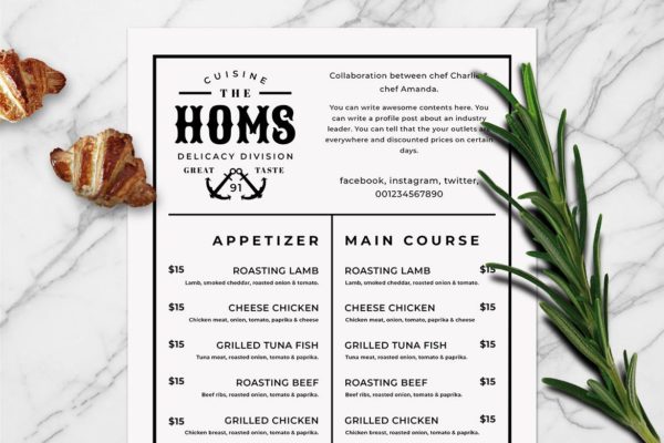 简约风西式餐厅素材库精选菜单模板v07 SGM – Food Menu .07